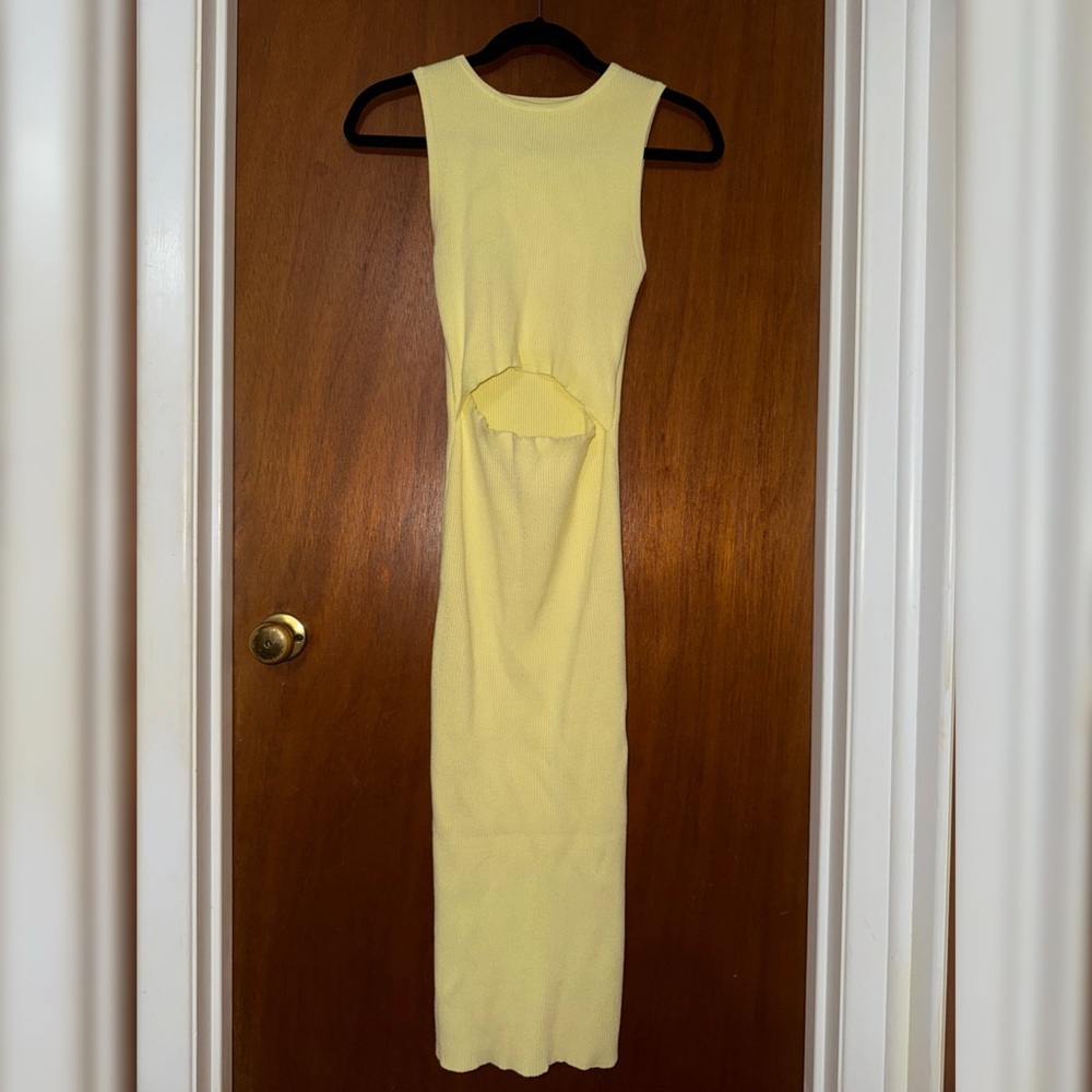 Yellow Sleeveless Cutout Dress - Picture 1 of 4